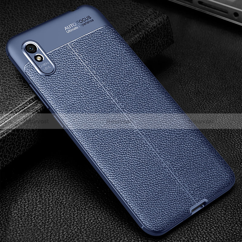 Soft Silicone Gel Leather Snap On Case Cover WL2 for Xiaomi Redmi 9A Blue