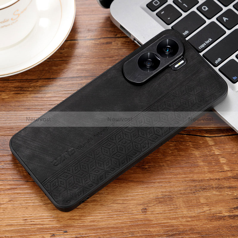 Soft Silicone Gel Leather Snap On Case Cover YZ1 for Huawei Honor 90 Lite 5G Black