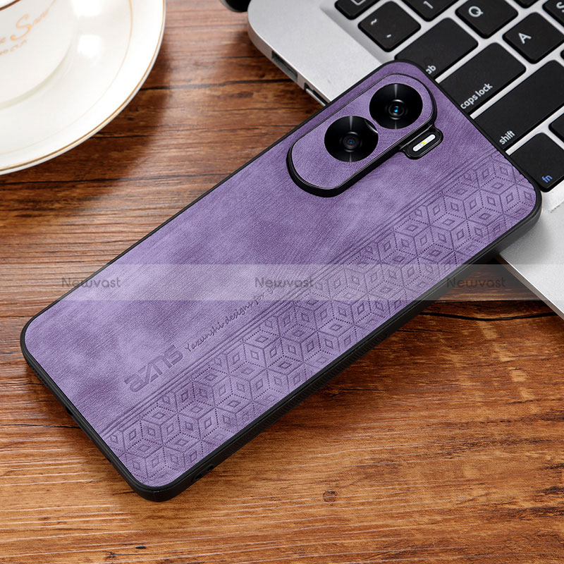 Soft Silicone Gel Leather Snap On Case Cover YZ1 for Huawei Honor 90 Lite 5G Clove Purple