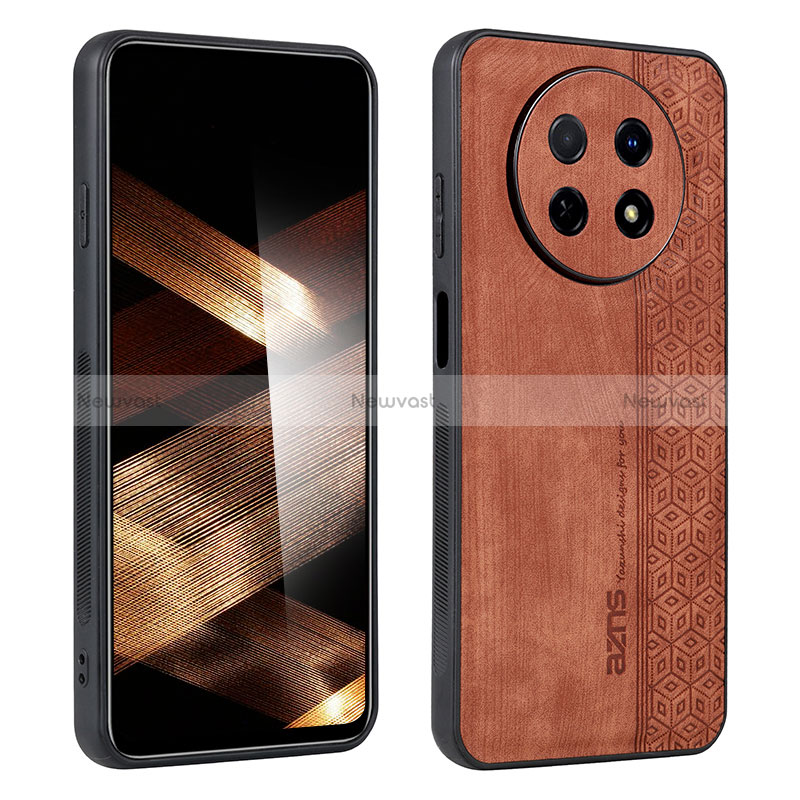 Soft Silicone Gel Leather Snap On Case Cover YZ1 for Huawei Nova Y91 Brown