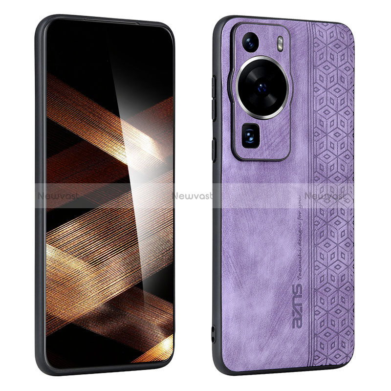 Soft Silicone Gel Leather Snap On Case Cover YZ1 for Huawei P60 Pro Clove Purple