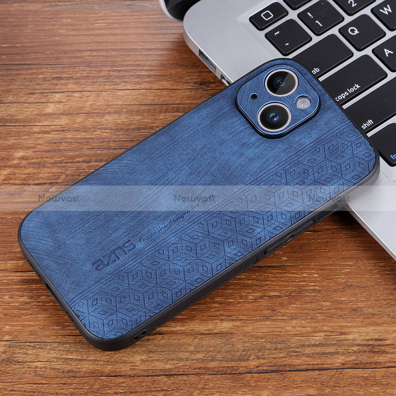 Soft Silicone Gel Leather Snap On Case Cover YZ2 for Apple iPhone 14 Pro Max Blue