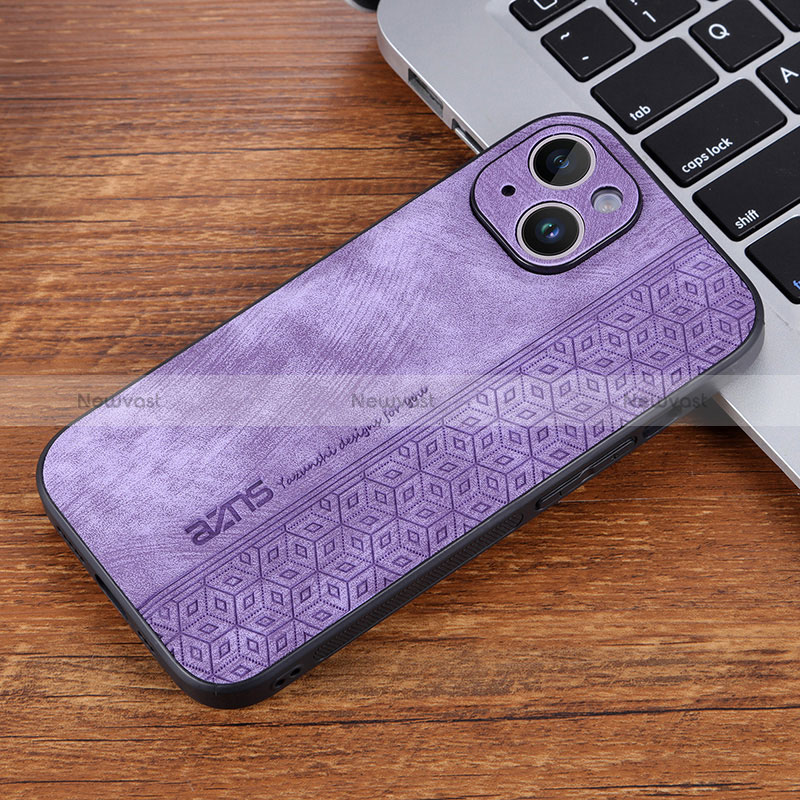 Soft Silicone Gel Leather Snap On Case Cover YZ2 for Apple iPhone 14 Pro Max Clove Purple