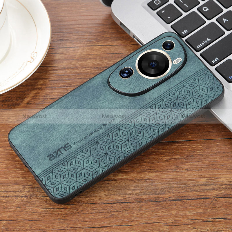 Soft Silicone Gel Leather Snap On Case Cover YZ2 for Huawei P60 Art Green