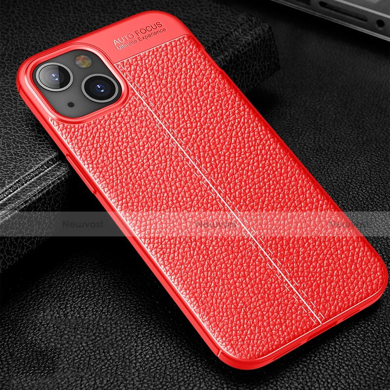 Soft Silicone Gel Leather Snap On Case Cover Z01 for Apple iPhone 13 Mini Red