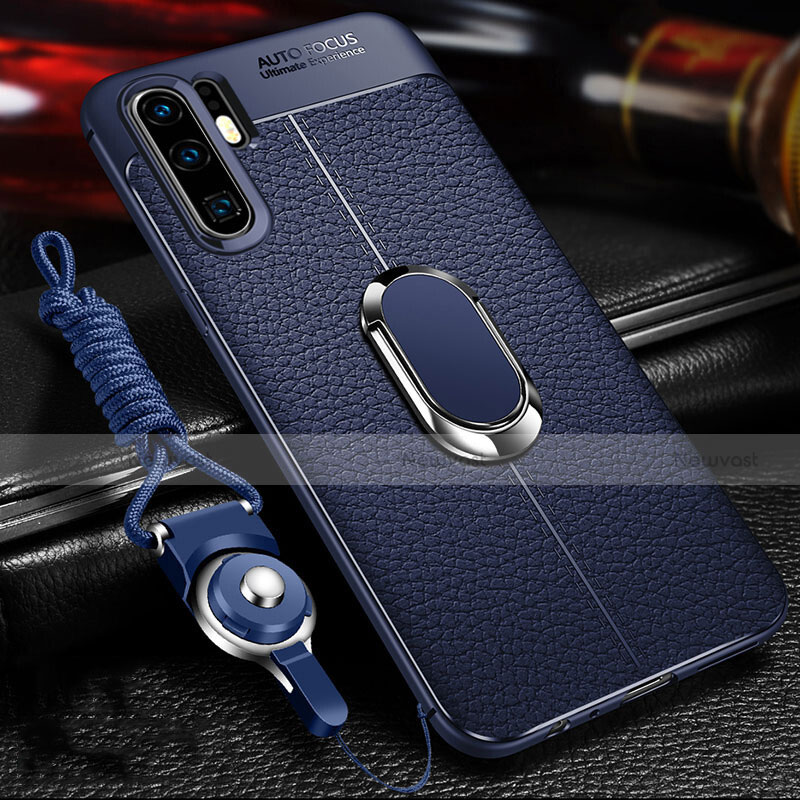 Soft Silicone Gel Leather Snap On Case Cover Z02 for Huawei P30 Pro Blue