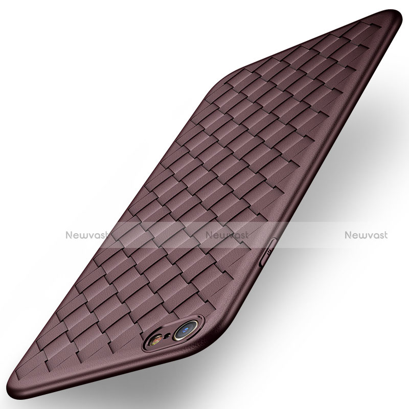 Soft Silicone Gel Leather Snap On Case for Apple iPhone 6S Brown