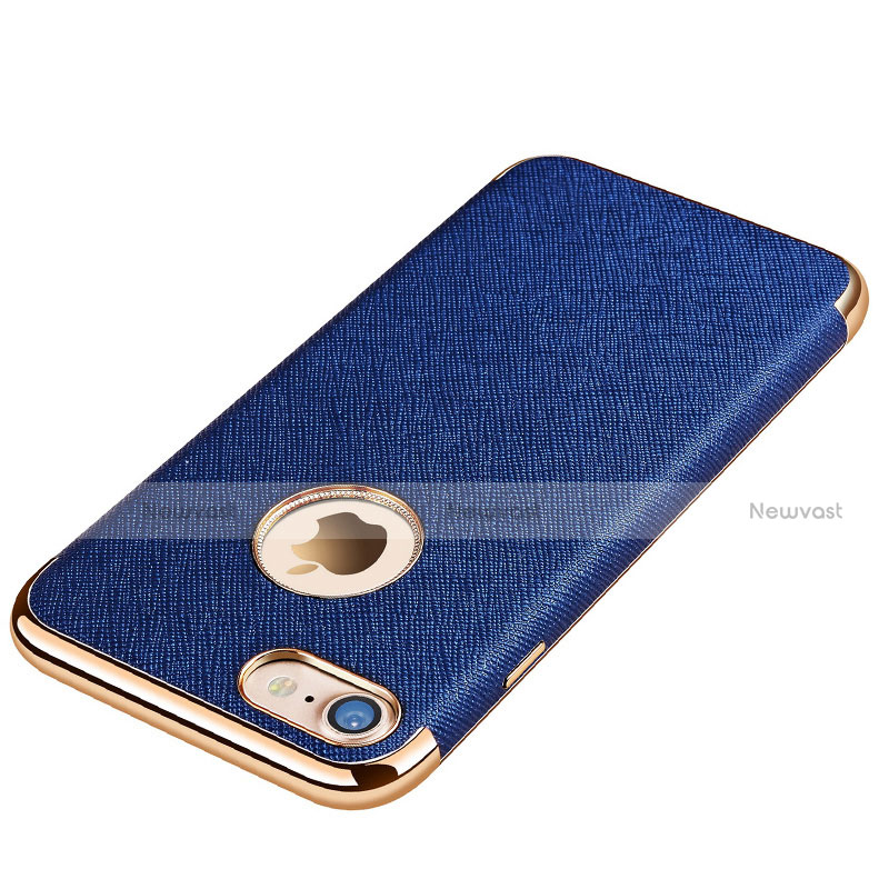 Soft Silicone Gel Leather Snap On Case for Apple iPhone 8 Blue
