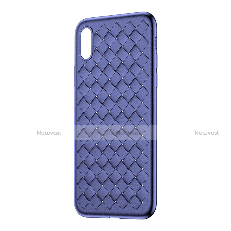 Soft Silicone Gel Leather Snap On Case for Apple iPhone X Blue
