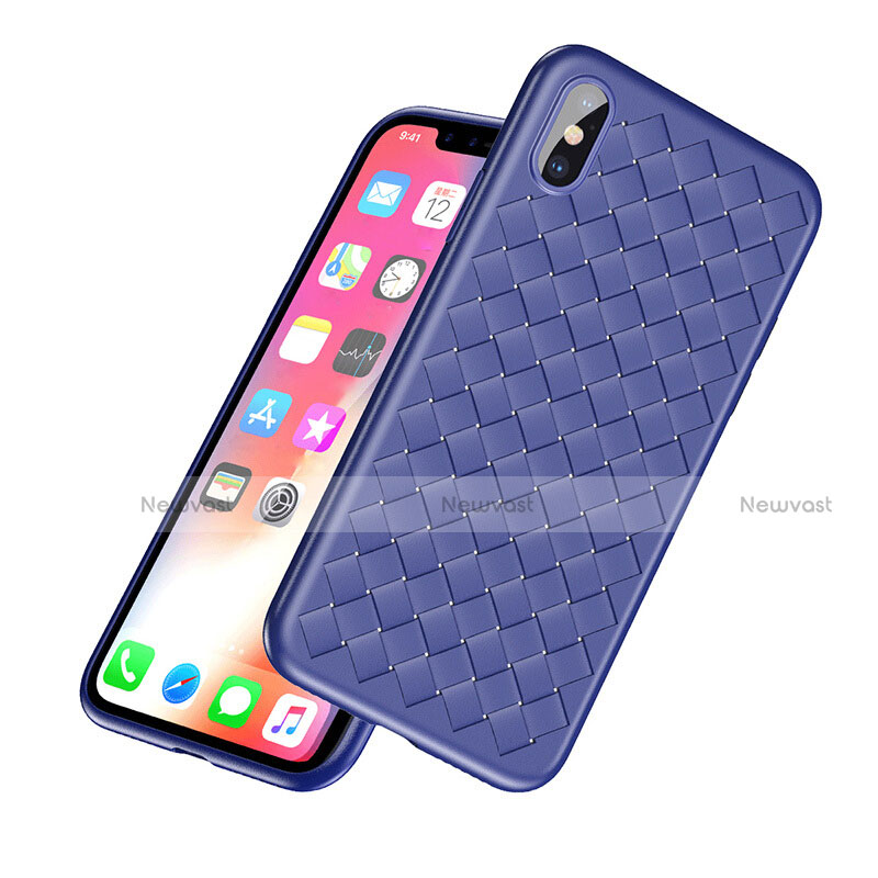 Soft Silicone Gel Leather Snap On Case for Apple iPhone X Blue