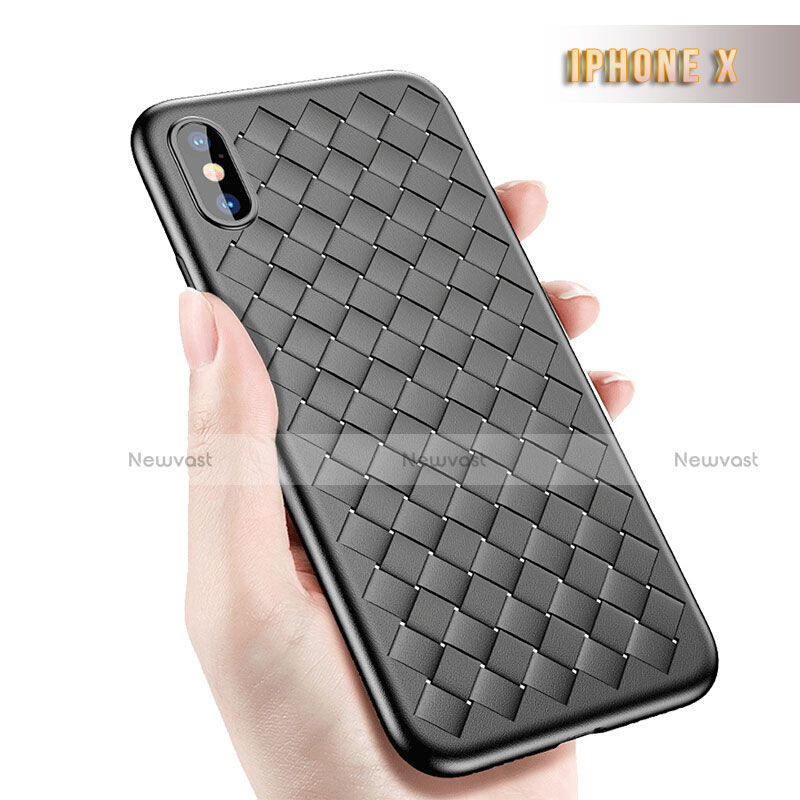 Soft Silicone Gel Leather Snap On Case for Apple iPhone Xs Black