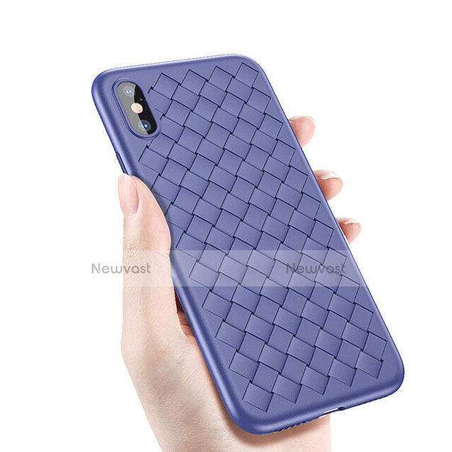 Soft Silicone Gel Leather Snap On Case for Apple iPhone Xs Blue