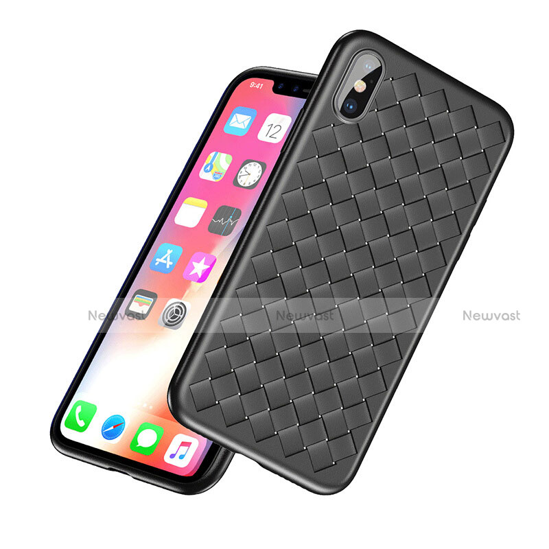 Soft Silicone Gel Leather Snap On Case for Apple iPhone Xs Max Black