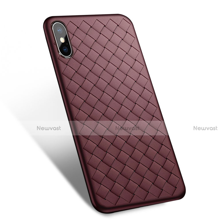 Soft Silicone Gel Leather Snap On Case for Apple iPhone Xs Max Brown