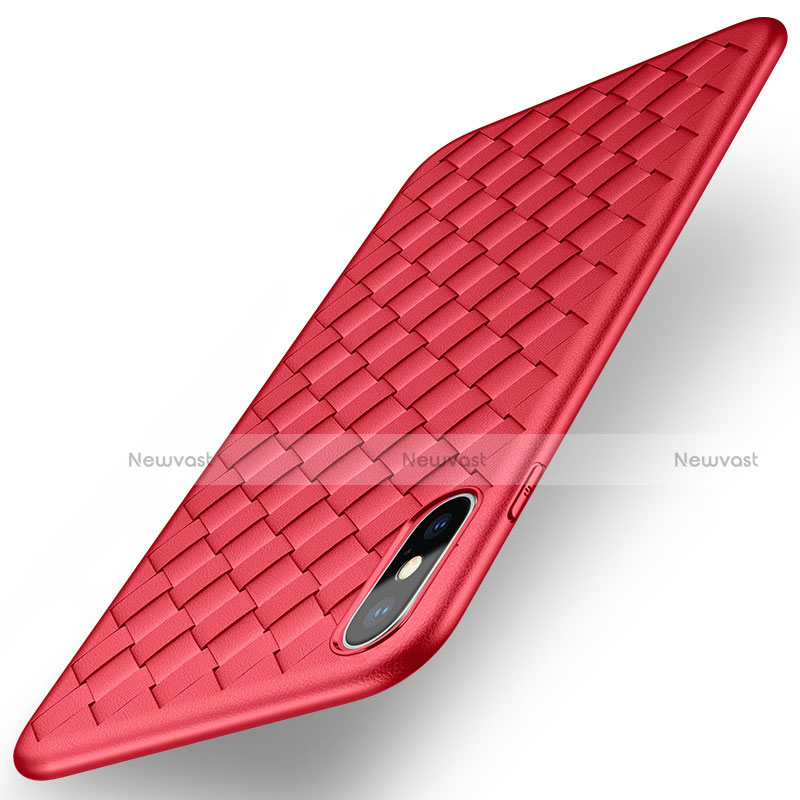 Soft Silicone Gel Leather Snap On Case for Apple iPhone Xs Red