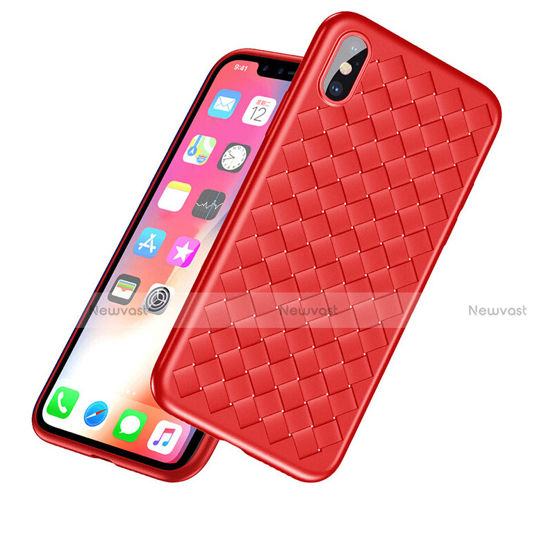 Soft Silicone Gel Leather Snap On Case for Apple iPhone Xs Red