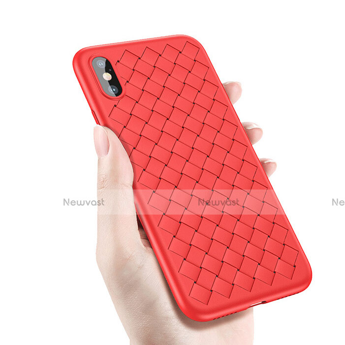 Soft Silicone Gel Leather Snap On Case for Apple iPhone Xs Red