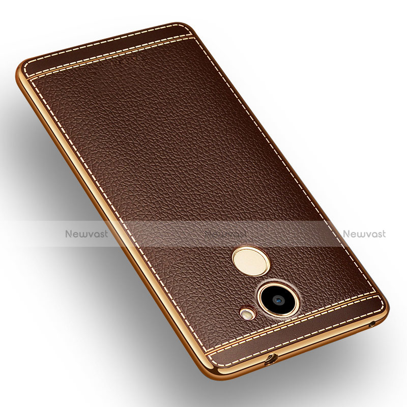 Soft Silicone Gel Leather Snap On Case for Huawei Enjoy 7 Plus Brown