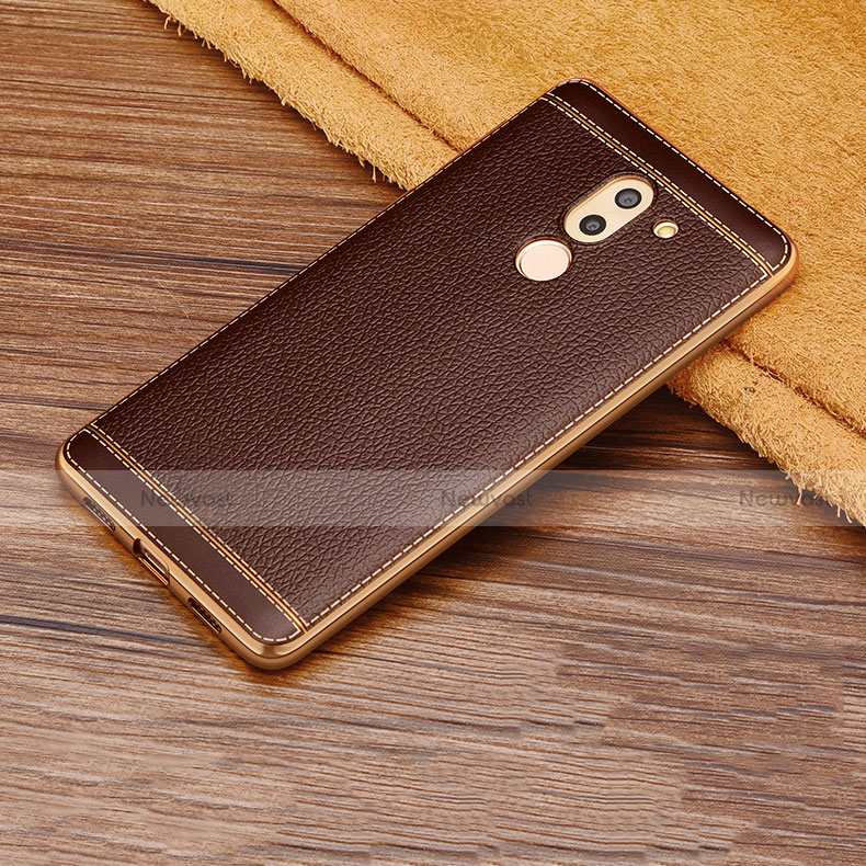 Soft Silicone Gel Leather Snap On Case for Huawei GR5 (2017) Brown