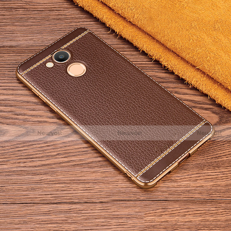 Soft Silicone Gel Leather Snap On Case for Huawei Honor 6C Pro Brown