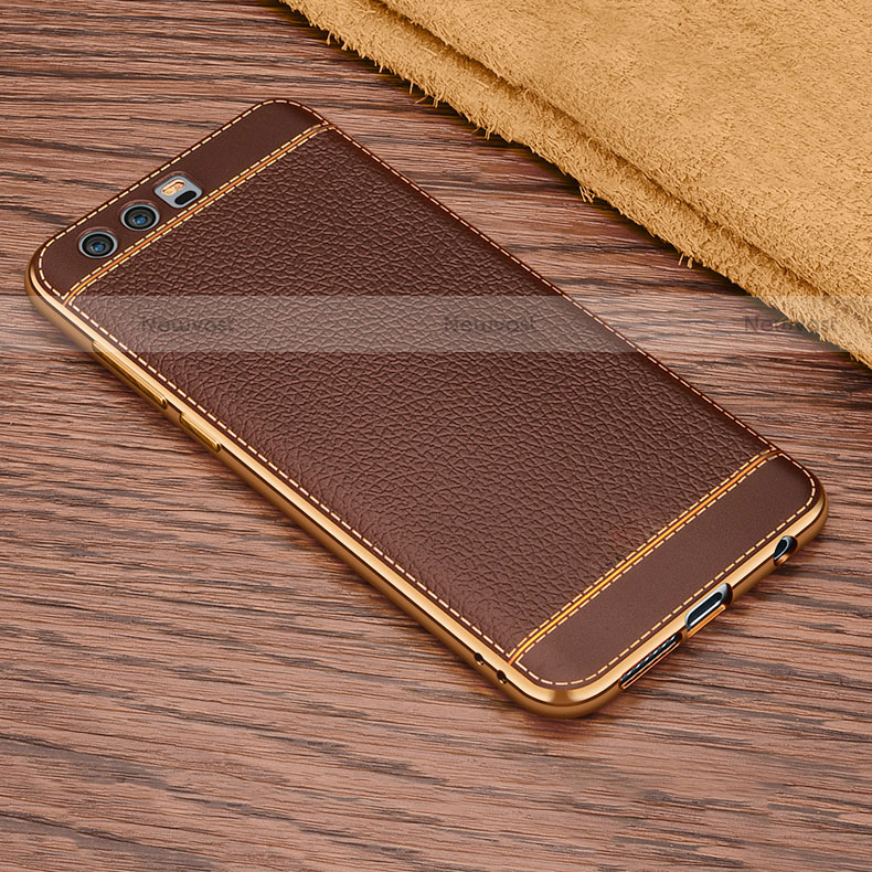 Soft Silicone Gel Leather Snap On Case for Huawei Honor 9 Brown