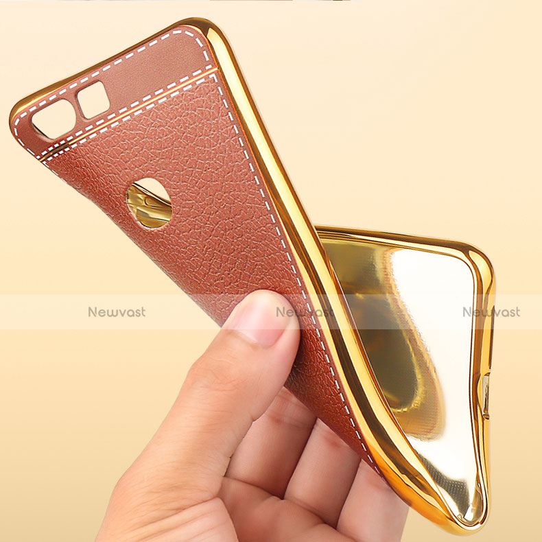 Soft Silicone Gel Leather Snap On Case for Huawei Honor V8 Brown