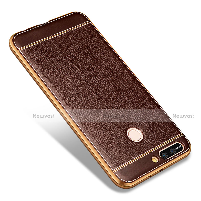 Soft Silicone Gel Leather Snap On Case for Huawei Honor V9 Brown
