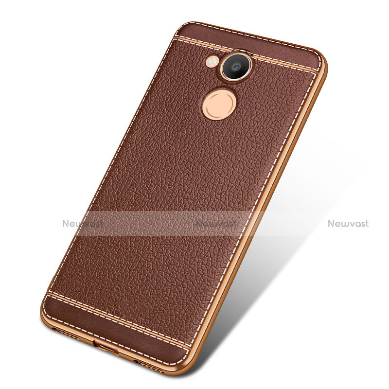 Soft Silicone Gel Leather Snap On Case for Huawei Honor V9 Play Brown