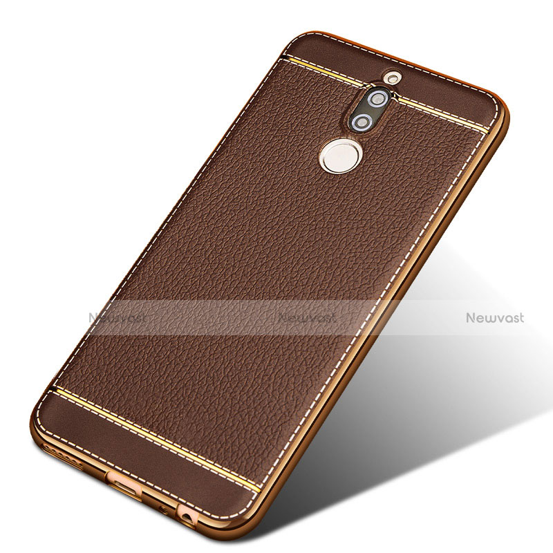 Soft Silicone Gel Leather Snap On Case for Huawei Maimang 6 Brown