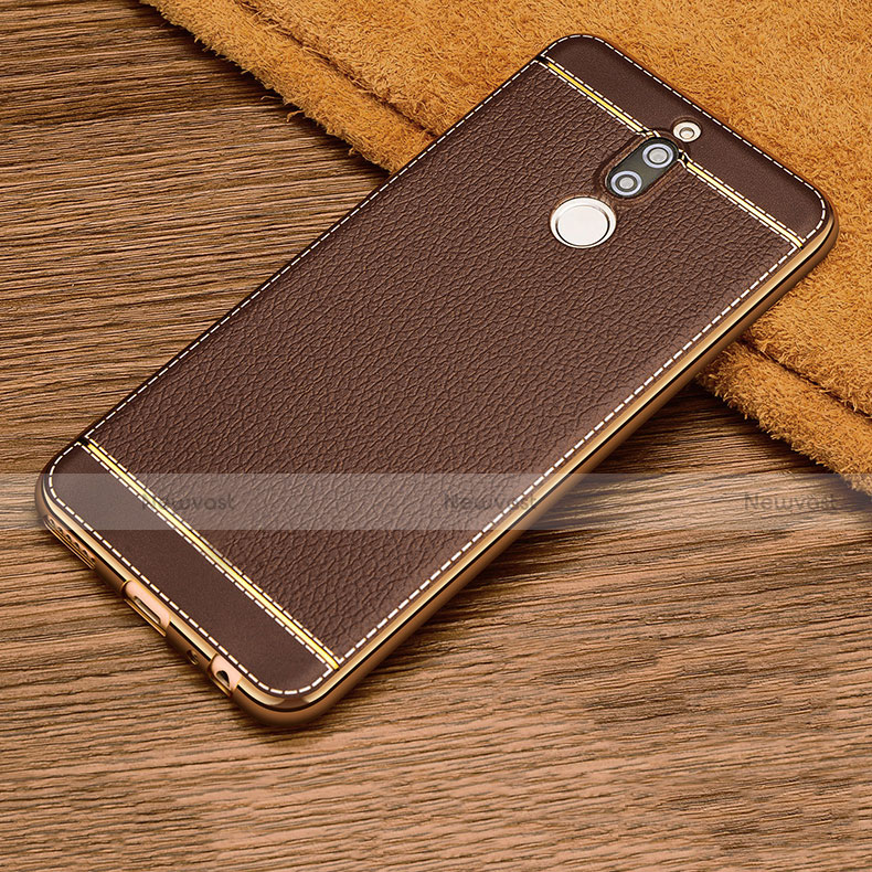 Soft Silicone Gel Leather Snap On Case for Huawei Maimang 6 Brown