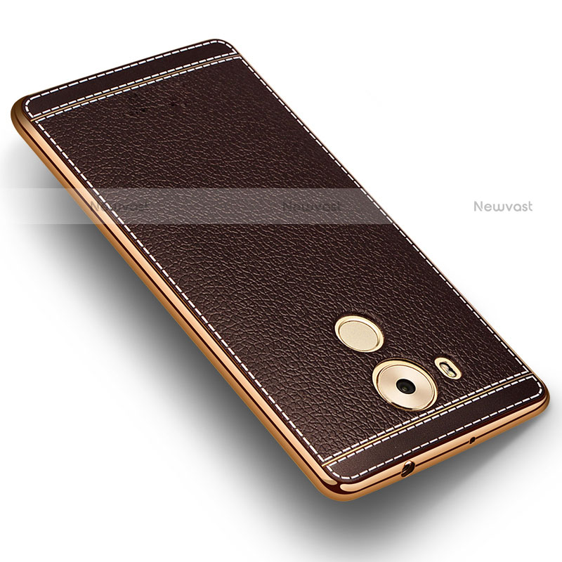 Soft Silicone Gel Leather Snap On Case for Huawei Mate 8 Brown