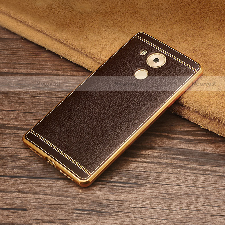 Soft Silicone Gel Leather Snap On Case for Huawei Mate 8 Brown