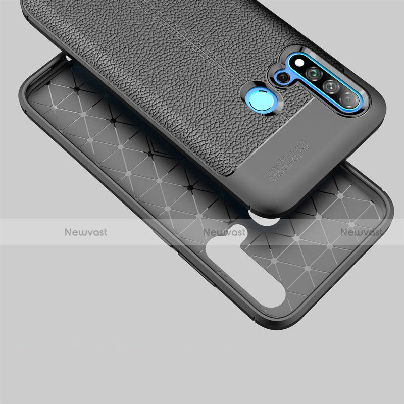 Soft Silicone Gel Leather Snap On Case for Huawei Nova 5i Black