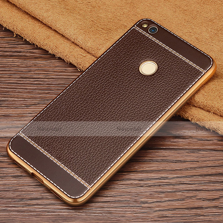 Soft Silicone Gel Leather Snap On Case for Huawei Nova Lite Brown