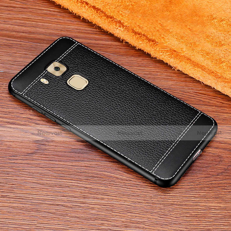 Soft Silicone Gel Leather Snap On Case for Huawei Nova Plus Black