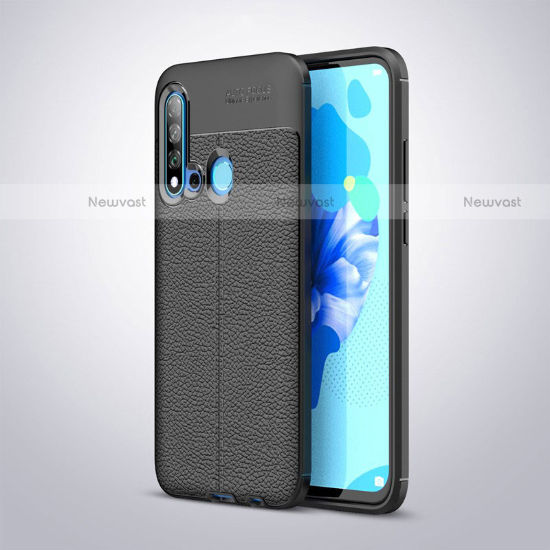 Soft Silicone Gel Leather Snap On Case for Huawei P20 Lite (2019) Black