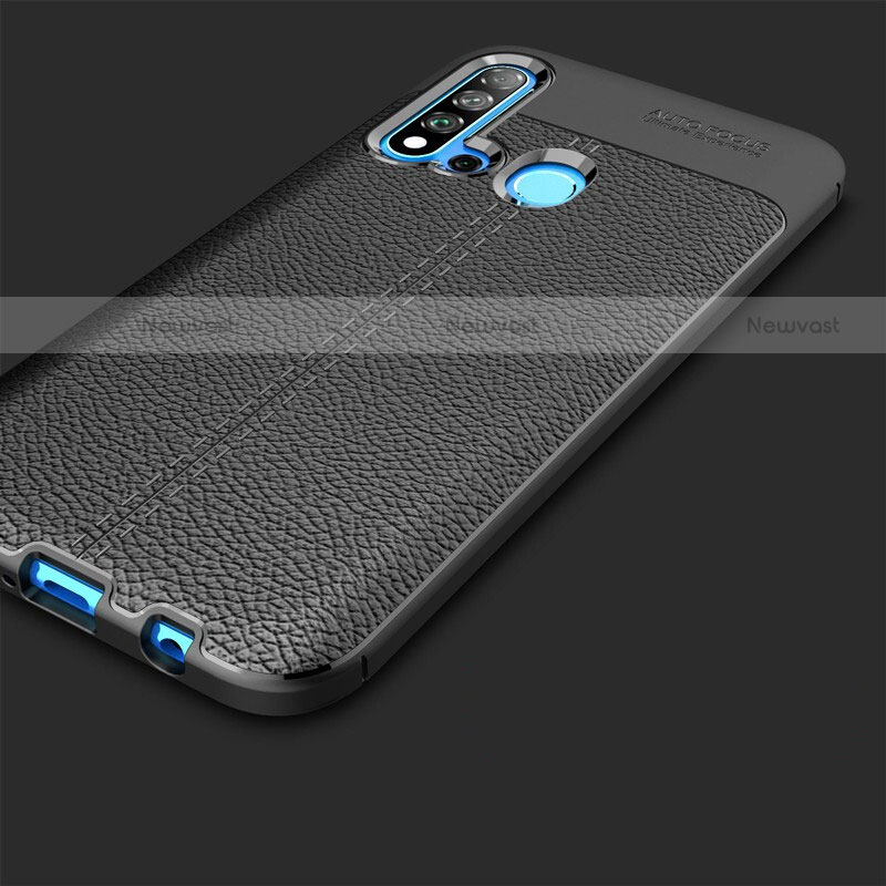 Soft Silicone Gel Leather Snap On Case for Huawei P20 Lite (2019) Black