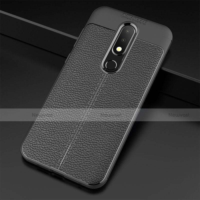 Soft Silicone Gel Leather Snap On Case for Nokia 6.1 Plus Black