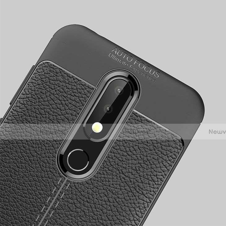 Soft Silicone Gel Leather Snap On Case for Nokia 6.1 Plus Black