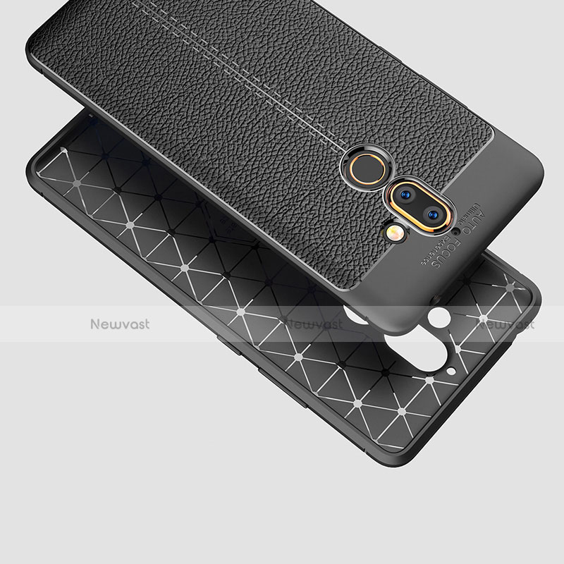 Soft Silicone Gel Leather Snap On Case for Nokia 7 Plus Black