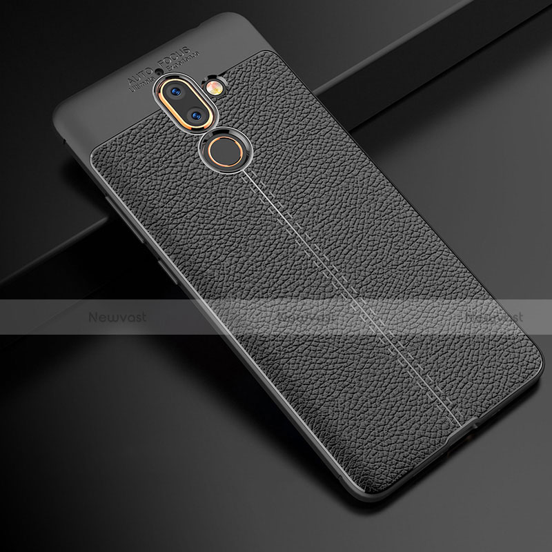Soft Silicone Gel Leather Snap On Case for Nokia 7 Plus Black