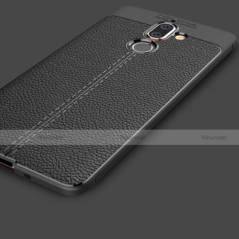 Soft Silicone Gel Leather Snap On Case for Nokia 7 Plus Black