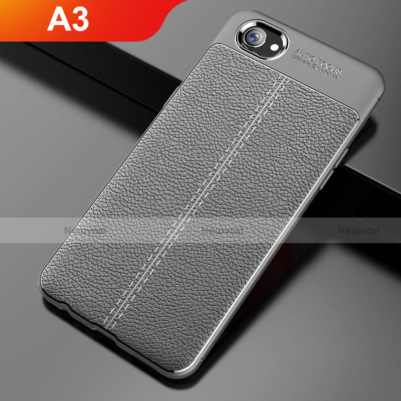 Soft Silicone Gel Leather Snap On Case for Oppo A3 Black