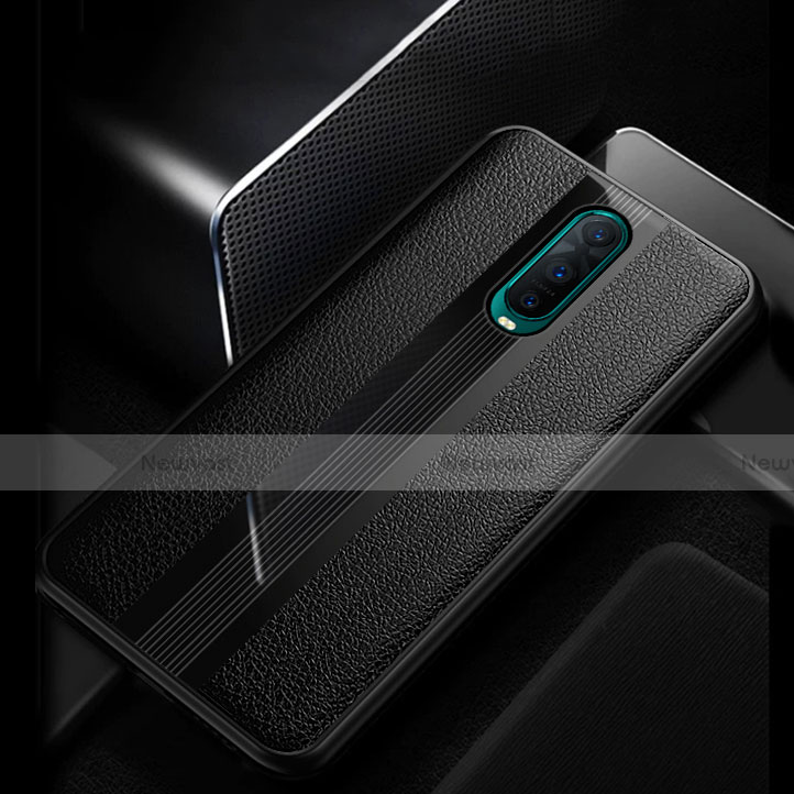 Soft Silicone Gel Leather Snap On Case for Oppo R17 Pro Black