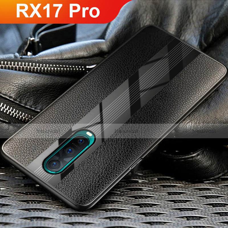 Soft Silicone Gel Leather Snap On Case for Oppo RX17 Pro Black