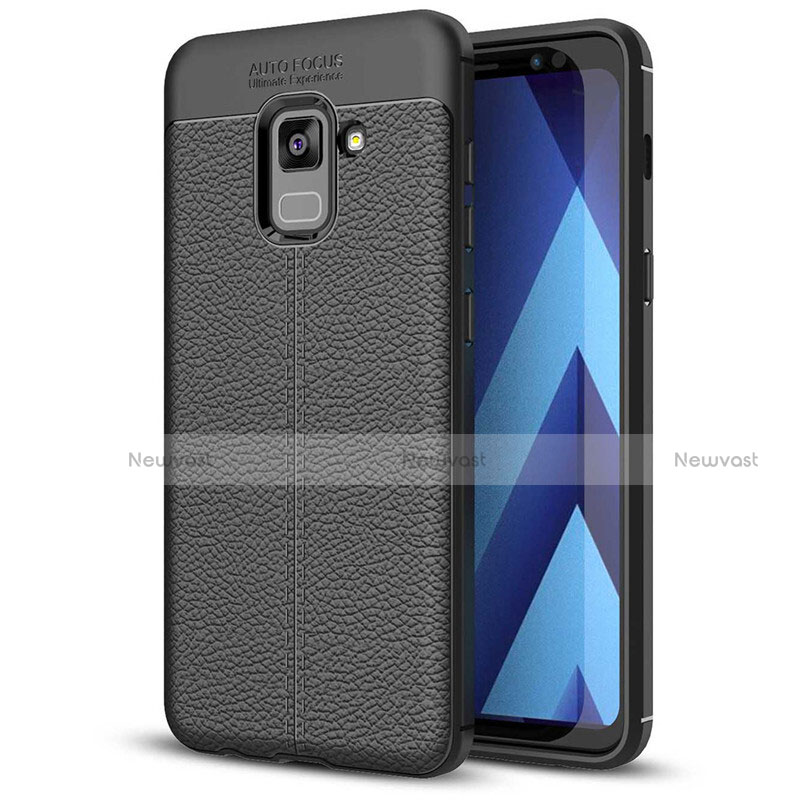 Soft Silicone Gel Leather Snap On Case for Samsung Galaxy A5 (2018) A530F Black