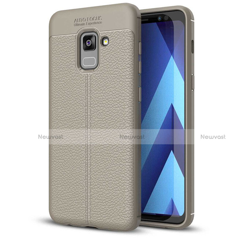 Soft Silicone Gel Leather Snap On Case for Samsung Galaxy A5 (2018) A530F Gray
