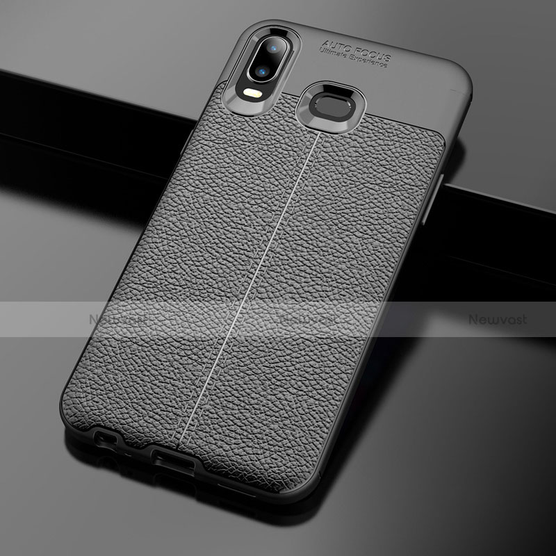 Soft Silicone Gel Leather Snap On Case for Samsung Galaxy A6s Black