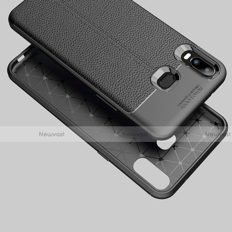 Soft Silicone Gel Leather Snap On Case for Samsung Galaxy A6s Black