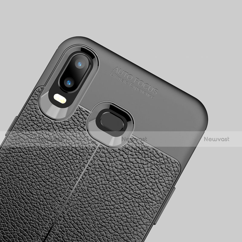 Soft Silicone Gel Leather Snap On Case for Samsung Galaxy A6s Black